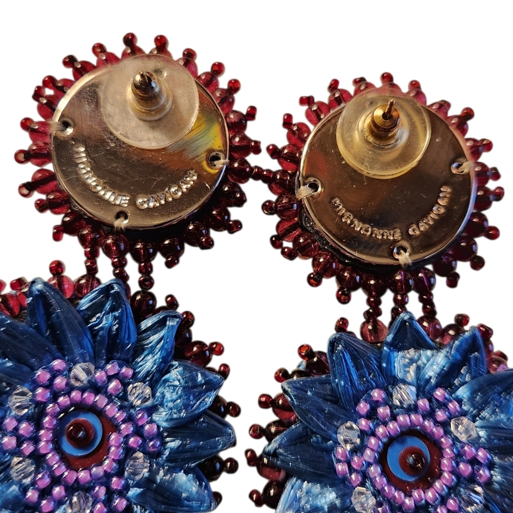 Mignonne Gavigan Molly Rhinestone Waterfall Earrings Blues Purples Neutrals - Picture 7 of 7